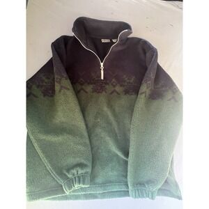 Vintage Snow Fleece Bugle Boy Sweater Aztec Pattern Green Black Medium